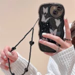 Glitter Butterfly Heart Chain Case