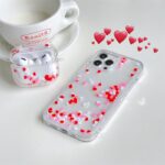 Colorful Love Heart Quicksand Phone + AirPods Cases