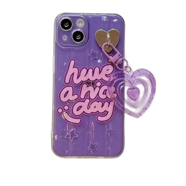 Purple 3D Heart Pendant Case