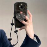 Black Glitter Heart Bracket Case