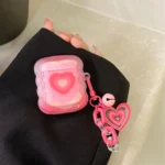 Pink Gradient Heart Pandent AirPods Case