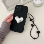 Silver 3D Heart Wavy Case