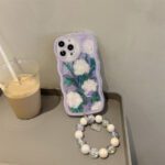 Transparent Glittery Rose Wave Case