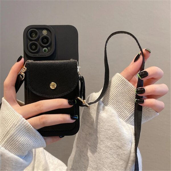 Crossbody Lanyard Wallet Leather Case - Image 3