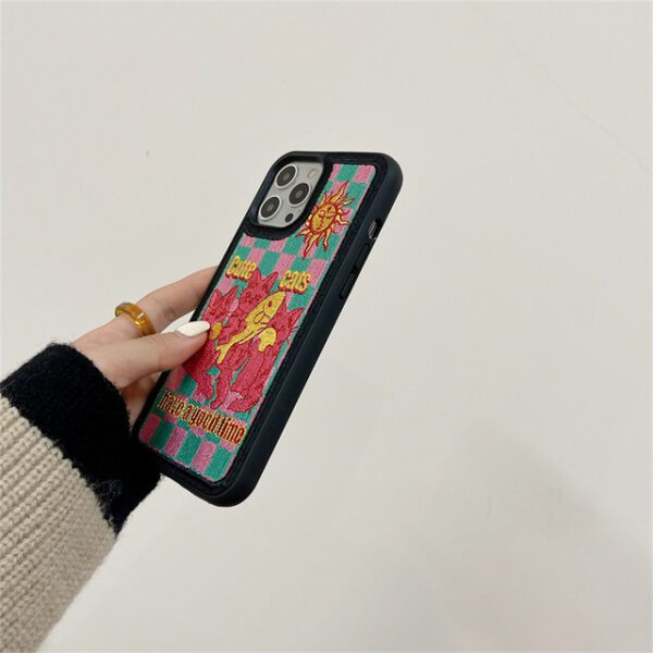 Cat Fish Embroidery Lattice Case - Image 4