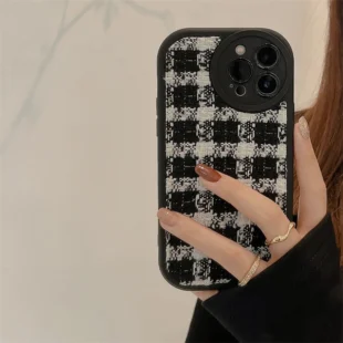 Warm Plaid Fabric Plush Case