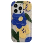 Yellow Blue Flowers Transparent Case