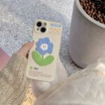 Plush Embroidery Flower Soft Leather Case