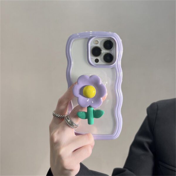 Purple Flowers Bracket Wavy Case