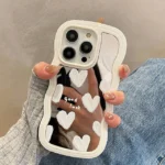 White Heart Mirror Case