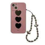 Black Heart Crystal Beaded Charm Case