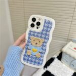 Wave Embroidery Plush Wool Bear Case