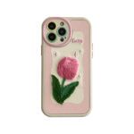 Tulip Flower Embroidery Plush Case