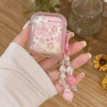 Pink Rabbit Flower Silicone AirPods Case