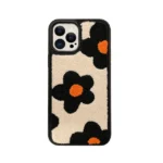 Black Flower Plush Embroidered Case