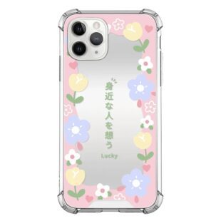 Pink Flower Asthetic Mirror Case