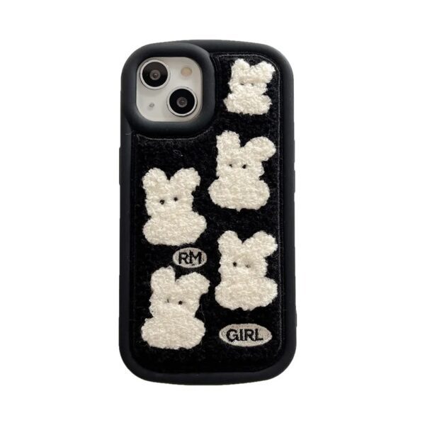 Black and White Bunny Embroidered Case