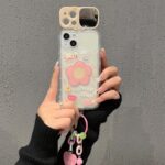 Smiley Flower Flip Mirror Clear Case