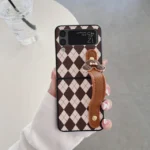 Samsung Lattice Leather Wrist Strap Case