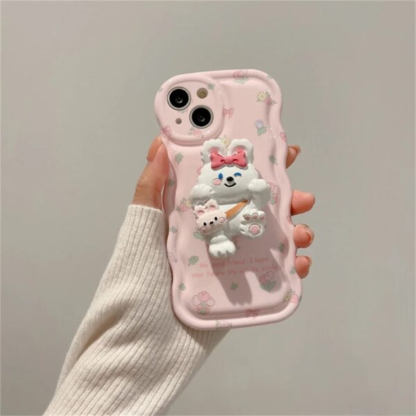 Pink Flower Rabbit Bracket Case