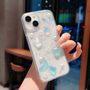 3D Pearl Mermaid Transparent Case