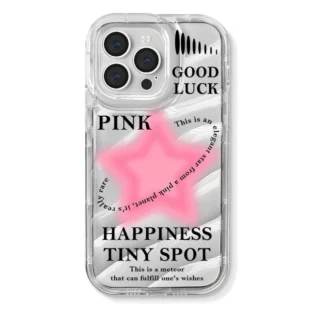 Pink Star Luxury Transparent Case