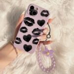 Lip Pattern Beaded Lanyard Case