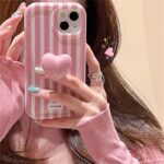 Pink Strips 3D Heart Case