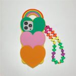 3D Rainbow Heart Wrist Silicone Case