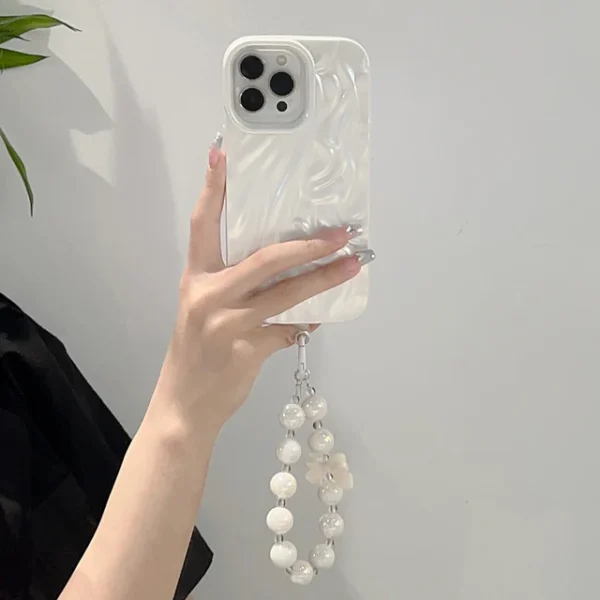 3D Fold Pattern Pearl White Case