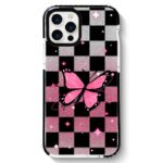 Gradient Glitter Plaid Butterfly Case