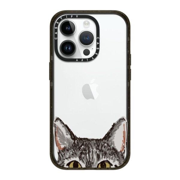 Peeking Cute Grey Meme Cat Case