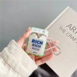 Rich Green And White AirPods Case