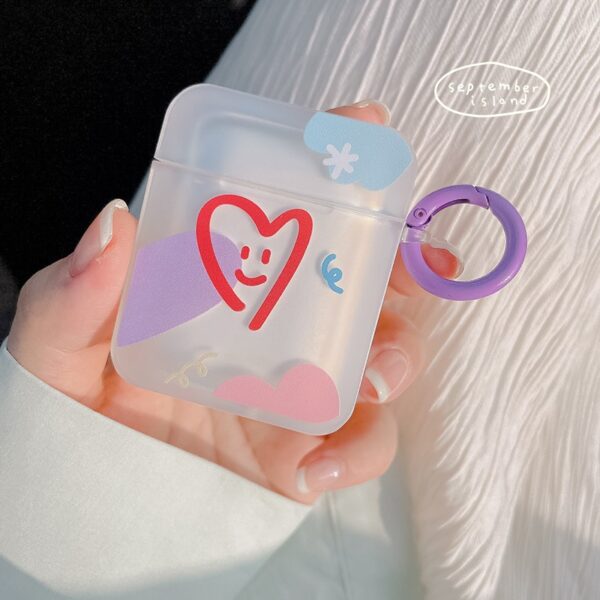 Red Heart Doodle Frosted AirPods Case