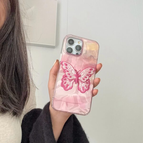 Pink Embroidered Butterfly Case
