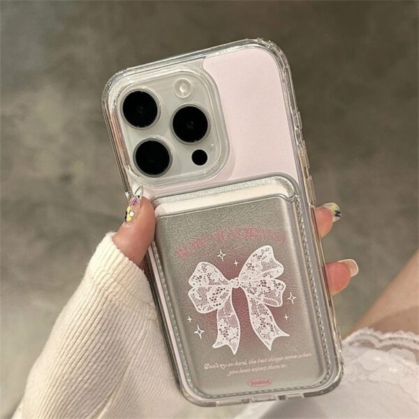Pink Bow Magnetic Wallet Case