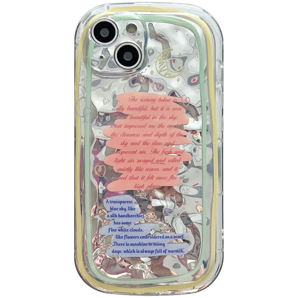 Crumble Texture Blue And pink Letter Case