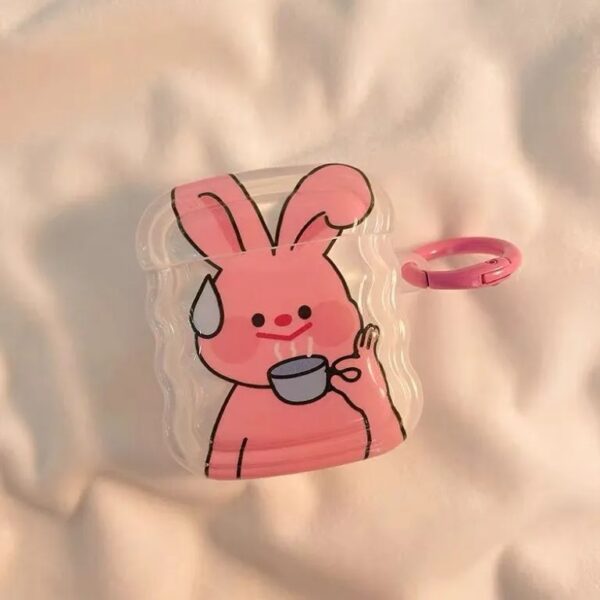 Tense Rabbit Drinking Tea AirPods Case