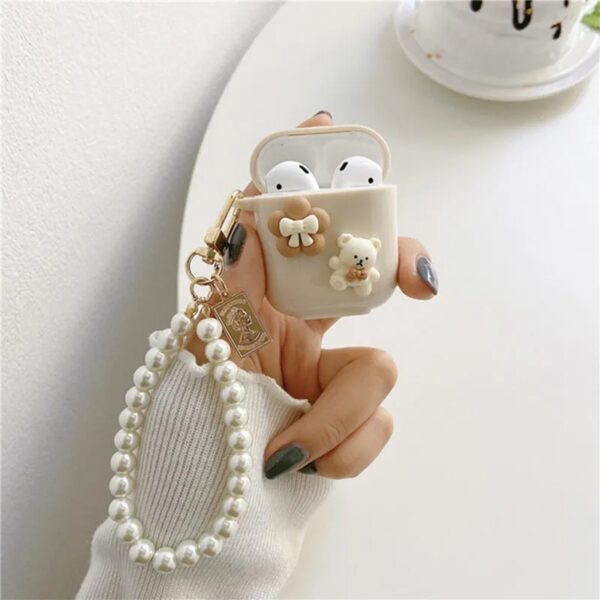 Cute bear Wrist Beaded Chain AirPods Case