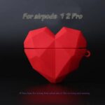 3D Red heart Geometrical AirPods Case