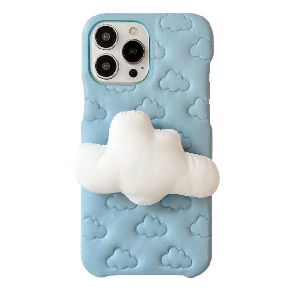 Imitation Leather 3D White Cloud Case