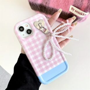 Pink Check 3D Bow Case