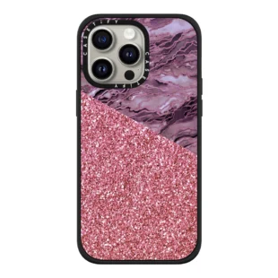 Rose Pink Marble Glitter Case