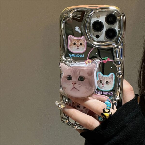 Cat Popsocket Silver Case