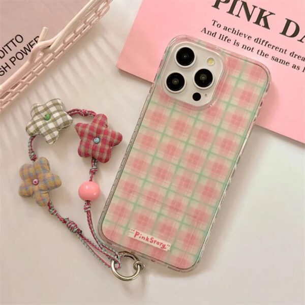 Pink Check With Charm Case