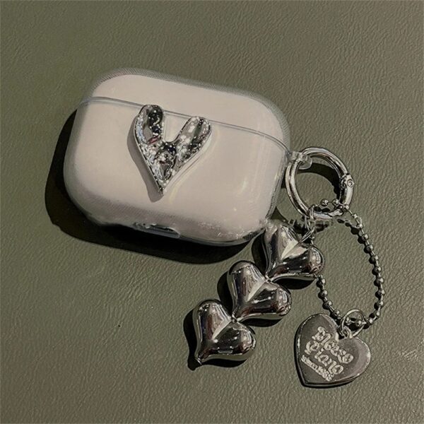 Metallic Heart Charm AirPods Case