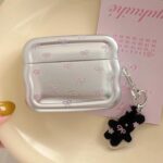Pink Bow Silver AirPods Case