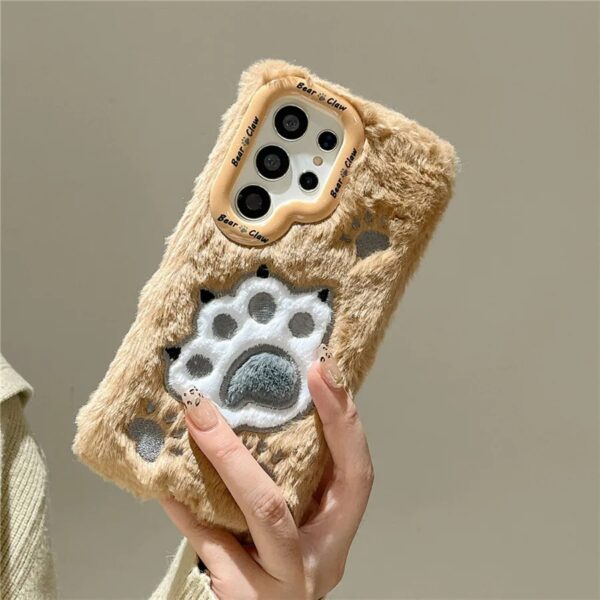 Cat Paw Brown Plush Case