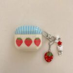 Blue Grid Strawberry AirPods Case