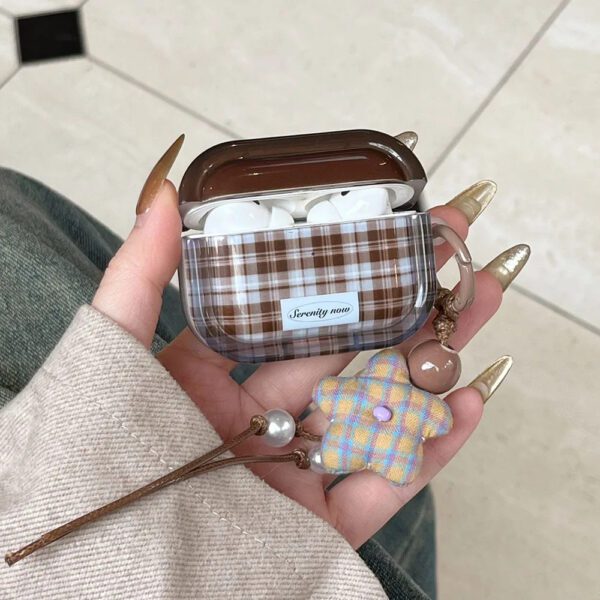 Brown Checkered AirPods Case - Image 2